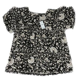 Ann Taylor Petite Black Floral Blouse - Size Small